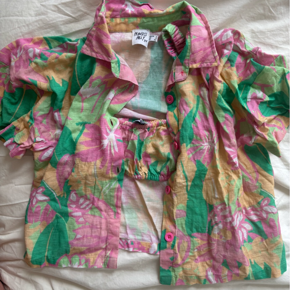 Princess Polly Vacation Tropical Button-Up Top & Matching Bandeau Set
